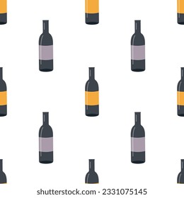 Wine bottles seamless pattern. Alcohol drink, texture wallpaper template. Bottles of alcoholic beverage, printable decoration element on white background. flat vector illustration