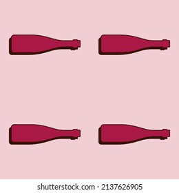 Wine bottles seamless pattern. Line art style. Outline image. Color repeat template. Party drinks concept. Illustration on background. Flat design style for any purposes. Vector.
