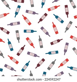 Wine bottles seamless pattern in modern flat design. Vector illustration