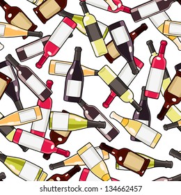 wine bottles seamless pattern. repeated background with wine glass bottles