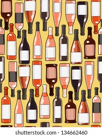 wine bottles seamless pattern. repeated background with wine glass bottles