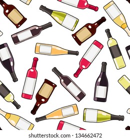 wine bottles seamless pattern. repeated background with wine glass bottles