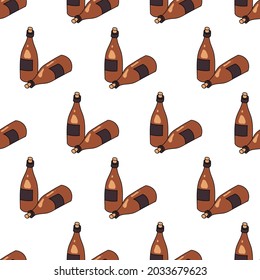 Wine bottles Seamless Pattern Vector.
