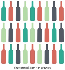 Wine bottles seamless pattern, vector