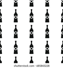 Wine bottles seamless pattern vector illustration background. Black silhouette alcohol stylish texture.  