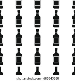 Wine bottles seamless pattern vector illustration background. Black silhouette alcohol stylish texture.  