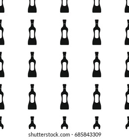 Wine bottles seamless pattern vector illustration background. Black silhouette alcohol stylish texture.  
