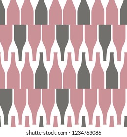 Wine Bottles. Seamless texture with wine.  Design element for tasting, menu, wine list, restaurant, winery, shop. Vector background. 