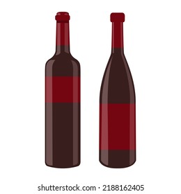 Wine bottles set. Vector illustration with alcohol drinks concept. Isolated on white background