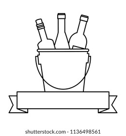wine bottles silhouettes in bucket