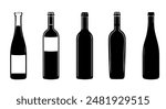 Wine Bottles Silhouettes Collection vector