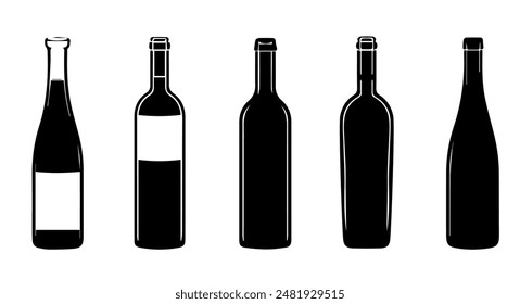 Wine Bottles Silhouettes Collection vector