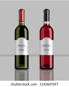 Wine bottles Vector realistic. Product packaging mock up. detailed label design layouts