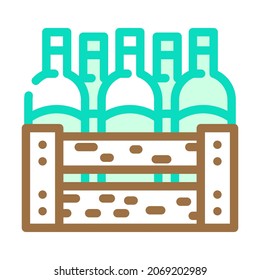 wine box color icon vector.  sign. isolated symbol illustration