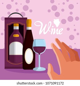 Wine in box with cups
