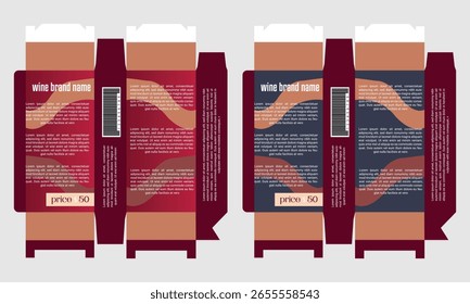 Wine box packaging design template