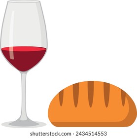 Wine and bread, Easter and food, communion vector icon, vector graphics