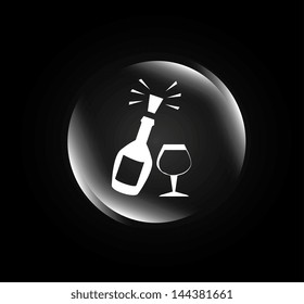 wine bubbles over black background vector illustration
