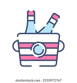 Icono de color de relleno de cubo de vino, Ilustración vectorial