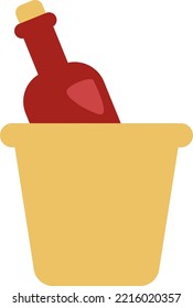 Wine in bucket, illustration, vector on a white background.