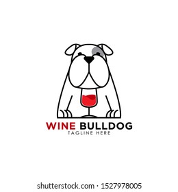 Wine Bulldog Logo Vector Icon Illustration