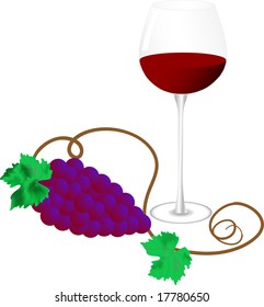 Wine and bunch of grapes