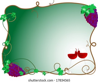 Wine and bunch of grapes