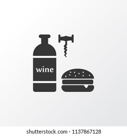 Wine with burger icon symbol. Premium quality isolated gourmet element in trendy style.