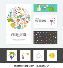 Wine business corporate identity template. Brand design with wine symbols. Vector branding - isolated and easy to use.

