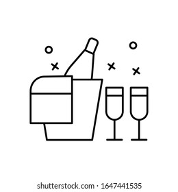 Wine buttle and glasses icon. Simple line, outline vector elements of women day icons for ui and ux, website or mobile application
