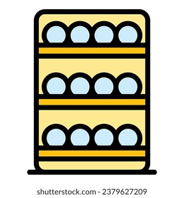 Wine cabinet icon outline vector. Wood shelf. Wood bar color flat