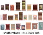 Wine cabinet icons set cartoon vector. Shelf alcohol. Beverage cafe