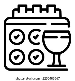 Weinkalender Symbol Umrandung Vektorgrafik. Traubenfass. Weinkeller
