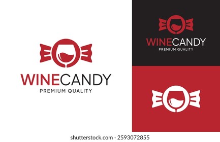 Wine Candy Logo Design Template. A logo Representing Candy Made from Wine or Wine-Infused Candy. Perfect for Candy Companies, Confectionery Shops, Dessert Bars, Wineries, or Gift Hampers for Events