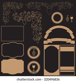Wine card element design. Wine industry. Menu for restaurants and bars, labels and booklets. Wine and grapes. Vintage.
