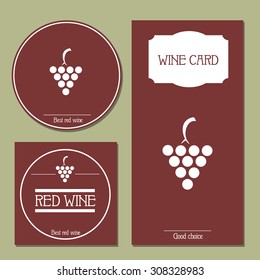 Wine card. Wine industry. Menu for restaurants and bars, labels and booklets. Wine and grapes.