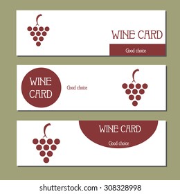 Wine card. Wine industry. Menu for restaurants and bars, labels and booklets. Wine and grapes.