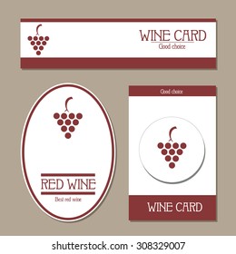 Wine card. Wine industry. Menu for restaurants and bars, labels and booklets. Wine and grapes.