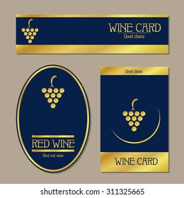 Wine card. Wine industry. Menu for restaurants and bars, labels and booklets. Wine and grapes.
