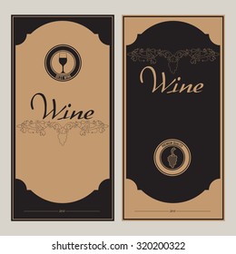 Wine card. Wine industry. Menu for restaurants and bars, labels and booklets. Wine and grapes. Vintage.

