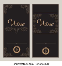Wine card. Wine industry. Menu for restaurants and bars, labels and booklets. Wine and grapes. Vintage.