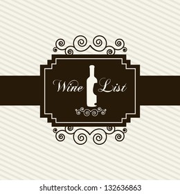 wine card over brown background. vector illustration