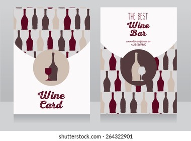 wine card template, hand drawn design with place for text, can be used us wine party invitation, vector illustration