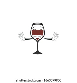 wine cartoon characters design with expression. you can use for stickers, pins, mascot or patches