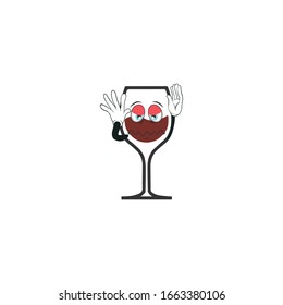 wine cartoon characters design with expression. you can use for stickers, pins, mascot or patches