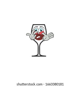 wine cartoon characters design with expression. you can use for stickers, pins, mascot or patches
