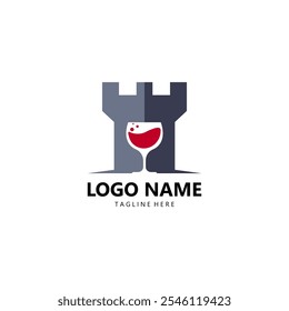 Wein Schloss Logo Design Vektor
