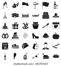 Wine celebration icons set. Simple style of 36 wine celebration vector icons for web isolated on white background