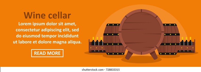 Wine cellar banner horizontal concept. Flat illustration of wine cellar banner horizontal vector concept for web design