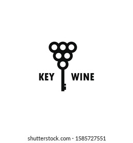 Wine cellar logo design template with stylized key. Vector illustration.